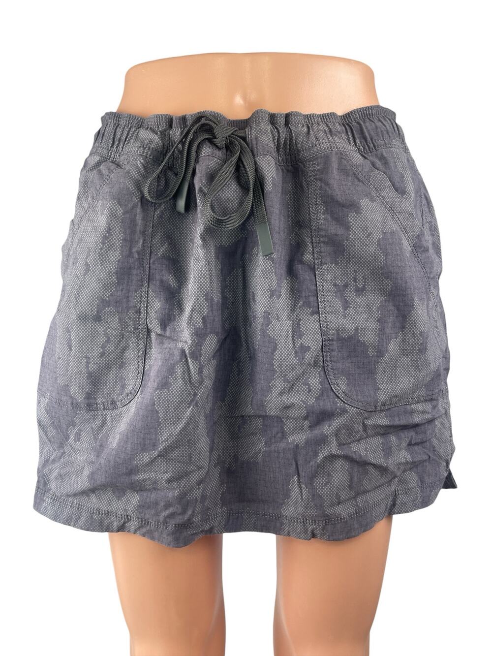 Title Nine Women's Gray Camo Camouflage Drawstring Mid Rise A-Line Skirt Size M